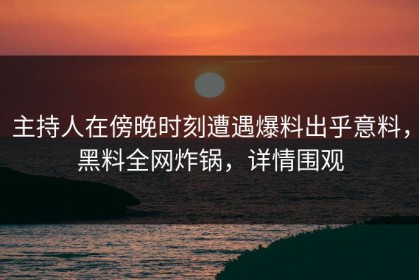 主持人在傍晚时刻遭遇爆料出乎意料，黑料全网炸锅，详情围观