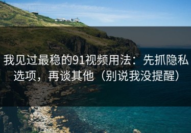 我见过最稳的91视频用法：先抓隐私选项，再谈其他（别说我没提醒）
