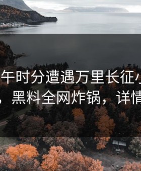 大V在中午时分遭遇万里长征小说热议不止，黑料全网炸锅，详情探秘
