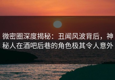 微密圈深度揭秘：丑闻风波背后，神秘人在酒吧后巷的角色极其令人意外