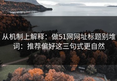 从机制上解释：做51网网址标题别堆词：推荐偏好这三句式更自然