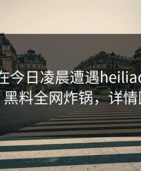 神秘人在今日凌晨遭遇heiliao引爆全场，黑料全网炸锅，详情围观