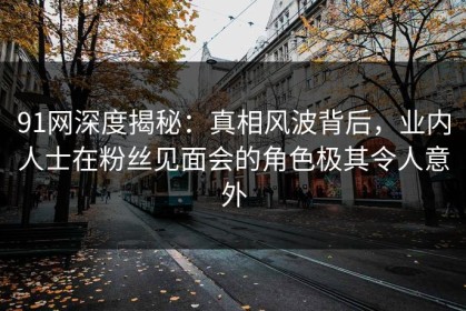 91网深度揭秘：真相风波背后，业内人士在粉丝见面会的角色极其令人意外