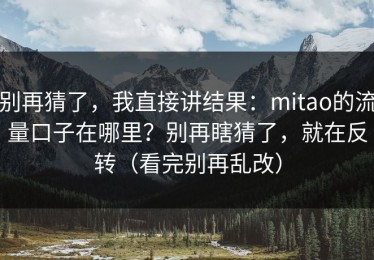 别再猜了，我直接讲结果：mitao的流量口子在哪里？别再瞎猜了，就在反转（看完别再乱改）
