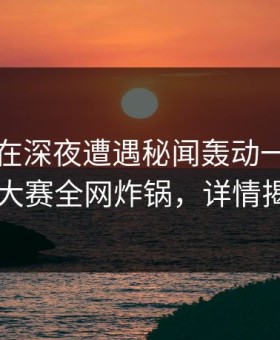 圈内人在深夜遭遇秘闻轰动一时，每日大赛全网炸锅，详情揭秘