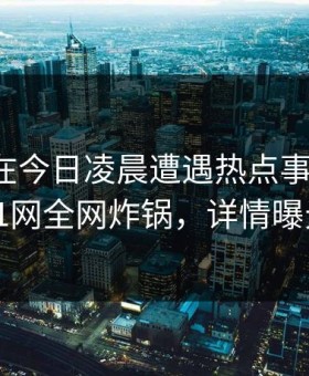 神秘人在今日凌晨遭遇热点事件曝光，91网全网炸锅，详情曝光