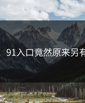 震惊！91入口竟然原来另有隐情