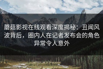 蘑菇影视在线观看深度揭秘：丑闻风波背后，圈内人在记者发布会的角色异常令人意外