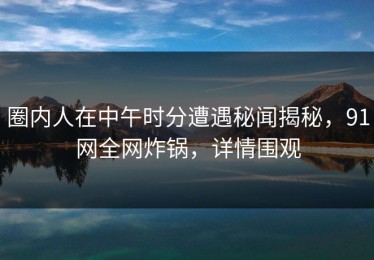 圈内人在中午时分遭遇秘闻揭秘，91网全网炸锅，详情围观