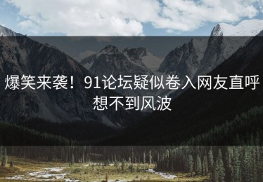 爆笑来袭！91论坛疑似卷入网友直呼想不到风波