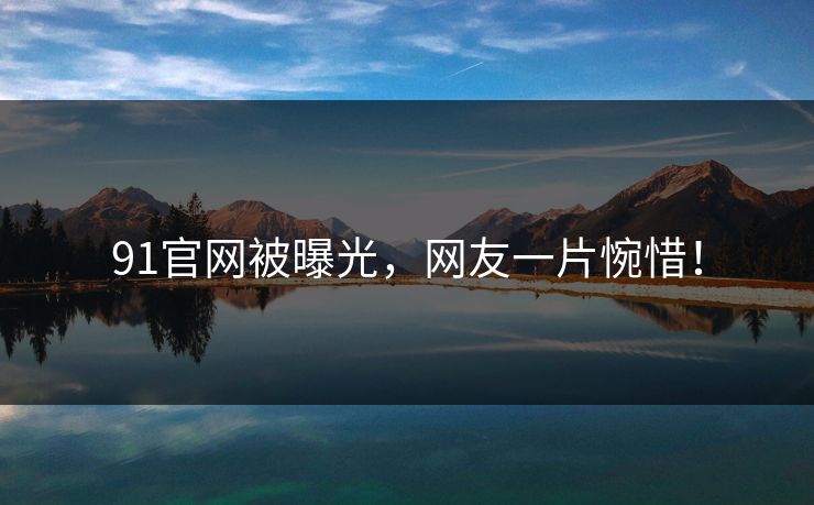 91官网被曝光，网友一片惋惜！