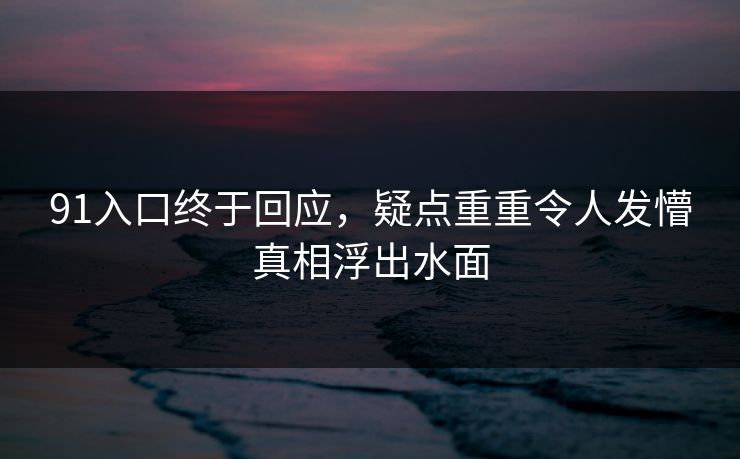 91入口终于回应，疑点重重令人发懵真相浮出水面