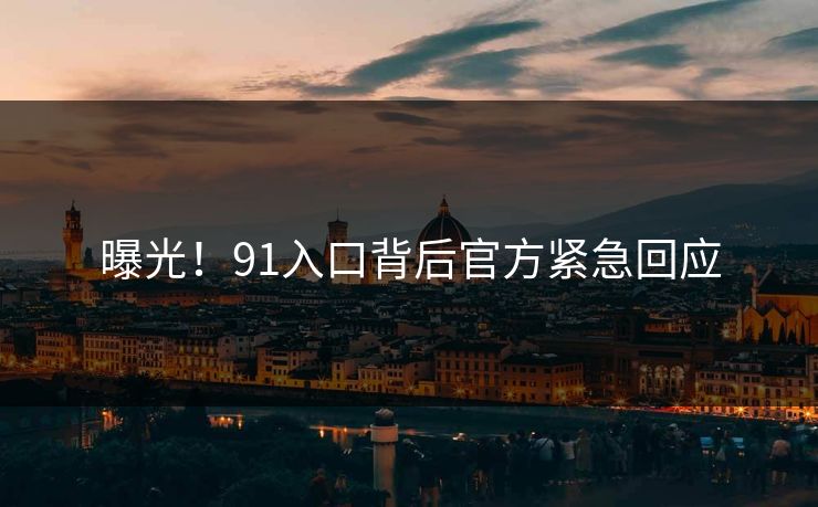 曝光！91入口背后官方紧急回应