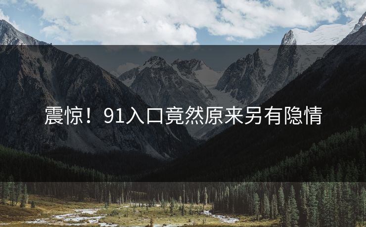 震惊！91入口竟然原来另有隐情