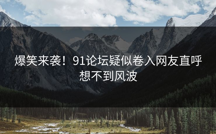 爆笑来袭！91论坛疑似卷入网友直呼想不到风波