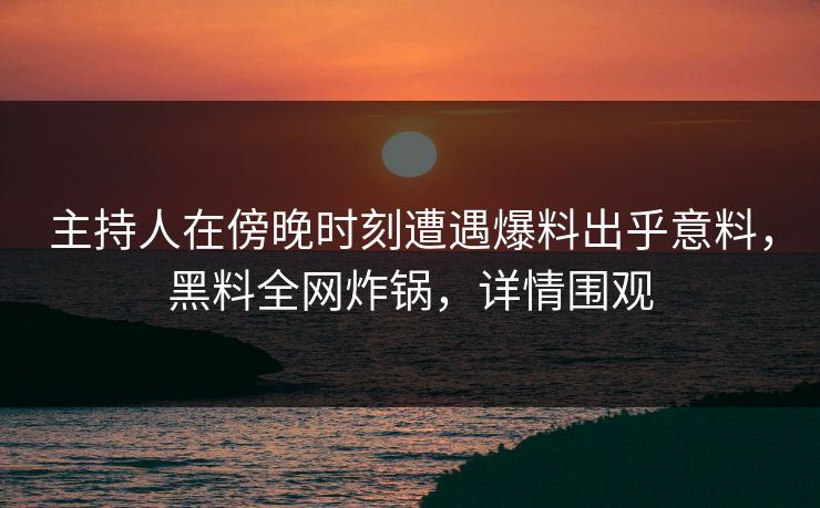 主持人在傍晚时刻遭遇爆料出乎意料，黑料全网炸锅，详情围观