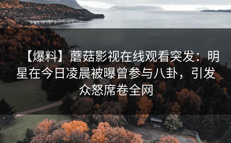【爆料】蘑菇影视在线观看突发：明星在今日凌晨被曝曾参与八卦，引发众怒席卷全网
