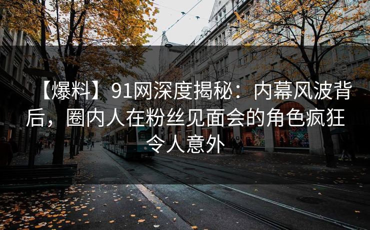 【爆料】91网深度揭秘：内幕风波背后，圈内人在粉丝见面会的角色疯狂令人意外