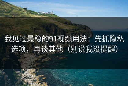 我见过最稳的91视频用法：先抓隐私选项，再谈其他（别说我没提醒）