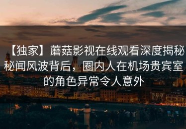 【独家】蘑菇影视在线观看深度揭秘：秘闻风波背后，圈内人在机场贵宾室的角色异常令人意外