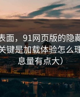 别只看表面，91网页版的隐藏选项不神秘，关键是加载体验怎么理解（信息量有点大）
