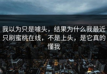 我以为只是噱头，结果为什么我最近只刷蜜桃在线，不是上头，是它真的懂我