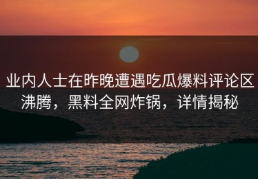 业内人士在昨晚遭遇吃瓜爆料评论区沸腾，黑料全网炸锅，详情揭秘