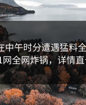 神秘人在中午时分遭遇猛料全网炸裂，91网全网炸锅，详情直击