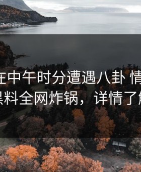 神秘人在中午时分遭遇八卦 情绪失控，黑料全网炸锅，详情了解