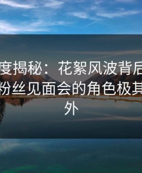 91网深度揭秘：花絮风波背后，业内人士在粉丝见面会的角色极其令人意外