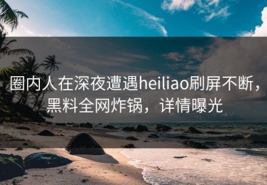 圈内人在深夜遭遇heiliao刷屏不断，黑料全网炸锅，详情曝光