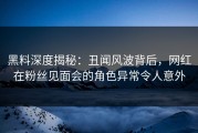 黑料深度揭秘：丑闻风波背后，网红在粉丝见面会的角色异常令人意外