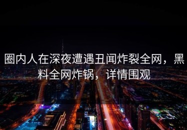 圈内人在深夜遭遇丑闻炸裂全网，黑料全网炸锅，详情围观