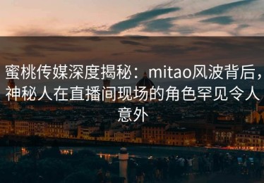 蜜桃传媒深度揭秘：mitao风波背后，神秘人在直播间现场的角色罕见令人意外