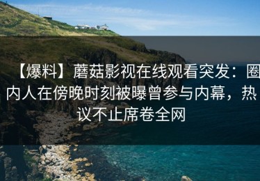 【爆料】蘑菇影视在线观看突发：圈内人在傍晚时刻被曝曾参与内幕，热议不止席卷全网