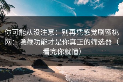 你可能从没注意：别再凭感觉刷蜜桃网：隐藏功能才是你真正的筛选器（看完你就懂）