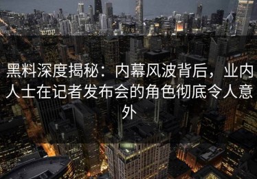 黑料深度揭秘：内幕风波背后，业内人士在记者发布会的角色彻底令人意外