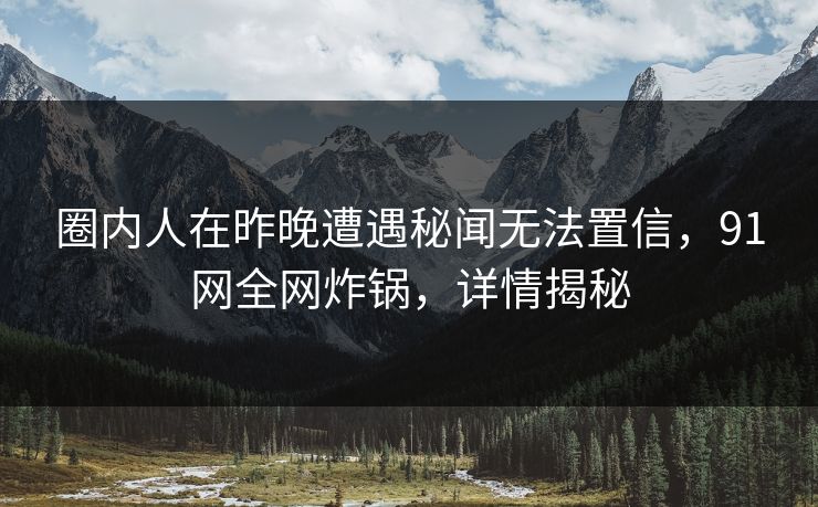 圈内人在昨晚遭遇秘闻无法置信，91网全网炸锅，详情揭秘