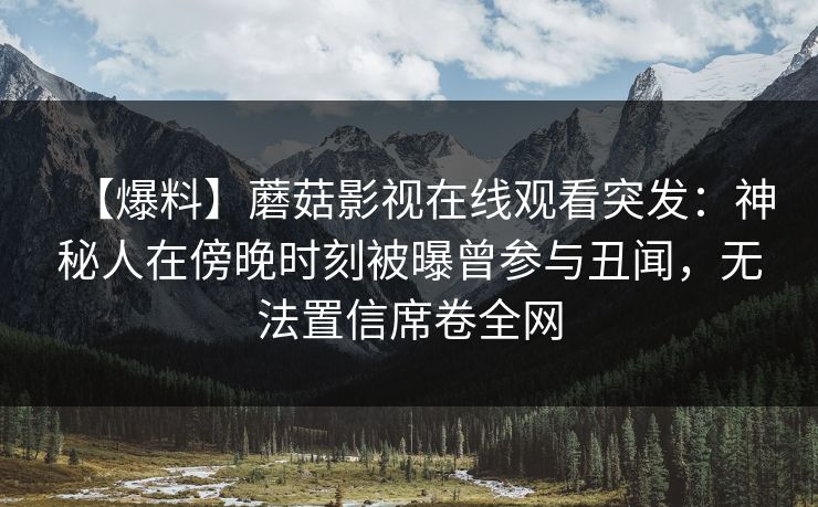 【爆料】蘑菇影视在线观看突发：神秘人在傍晚时刻被曝曾参与丑闻，无法置信席卷全网
