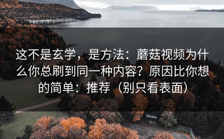 这不是玄学，是方法：蘑菇视频为什么你总刷到同一种内容？原因比你想的简单：推荐（别只看表面）