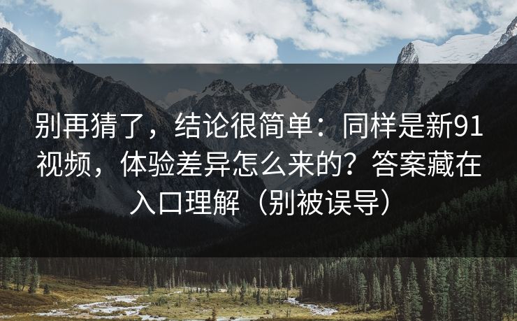 别再猜了，结论很简单：同样是新91视频，体验差异怎么来的？答案藏在入口理解（别被误导）